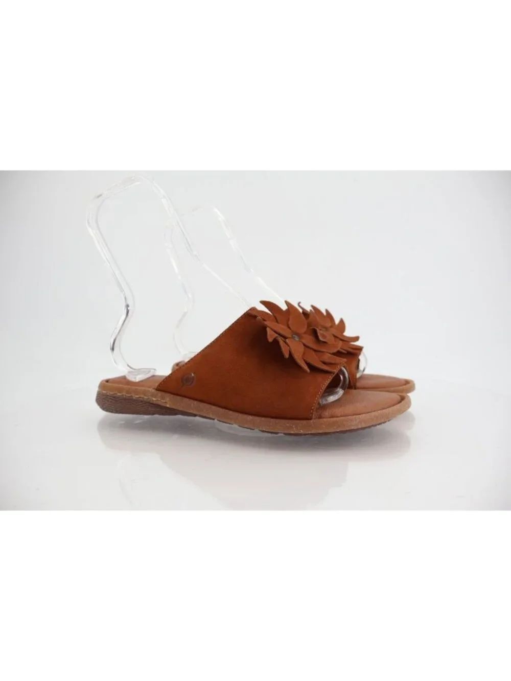 Born Monica Sandal Women's Size 10 Brown Leather Flower Slide Casual Flip Flop